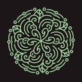 Green Leaf illustration Monoline Vector Logo, nature vintage badge, flower creative emblem Design For Tshirt Royalty Free Stock Photo