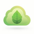 Green Leaf Inside a Cloud, Representing Eco-Friendly Cloud Computing and Sustainable Technology Royalty Free Stock Photo