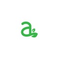 Green leaf letter a lowercase logo template