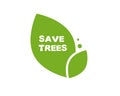 green leaf and lettering save trees