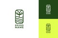 Green Leaf line art logo template vector illustration in 3 color variations Royalty Free Stock Photo