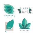 Green leaf logotipes set