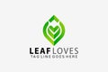 Green Leaf Love Colorful Logo Design Vector Illustration Royalty Free Stock Photo