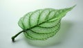 Green leaf made of fine interconnected lines forms a detailed network pattern. The intricate structure mimics natural leaf veins, Royalty Free Stock Photo