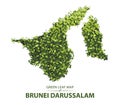 Green leaf map of Brunei Darussalam vector illustration of a forest is concept