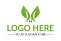 Green Leaf Negative Space Home Logo Design Royalty Free Stock Photo