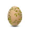 Green leaf painted on chicken egg, decorated for Easter holiday festival