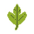 Green leaf. Pixel art, cartoon vector illustration. Retro style game