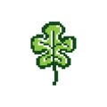 Green leaf pixel art design vector isolated