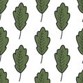 Green leaf seamless doodle pattern