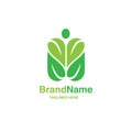 Green leaf with shape of human figure logo