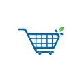 Green leaf shopping cart logo design inspiration. Royalty Free Stock Photo