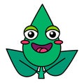 Green leaf smiling face vector emoticon icon