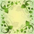 Green Leaf Swirl Abstract Frame Background