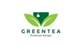 Green leaf tea cup modern logo vector icon symbol graphic design illustration Royalty Free Stock Photo