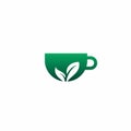 green leaf tea cup modern logo vector icon symbol graphic design illustration Royalty Free Stock Photo