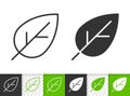 Green leaf of tree simple black line vector icon Royalty Free Stock Photo