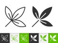 Green leaf of tree simple black line vector icon Royalty Free Stock Photo