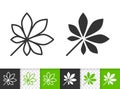 Green leaf of tree simple black line vector icon Royalty Free Stock Photo