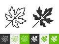 Green leaf of tree simple black line vector icon Royalty Free Stock Photo