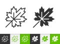 Green leaf of tree simple black line vector icon Royalty Free Stock Photo