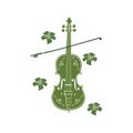Green leaf violin or cello logo and icon Royalty Free Stock Photo