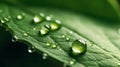 A green leaf with water droplets surface. generative ai. Royalty Free Stock Photo