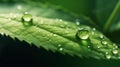 A green leaf with water droplets surface. generative ai. Royalty Free Stock Photo