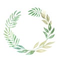 Green Leaf Watercolor Arch Foliage Leaves Wreath Nature Garland Wedding Royalty Free Stock Photo