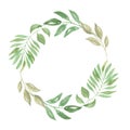 Green Leaf Watercolor Foliage Leaves Wreath Nature Garland Wedding