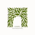 Green Leaflets Logo abstract design. Arch with Leaves sign. Floral decoration Symbol. Cosmetics and Spa Royalty Free Stock Photo