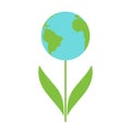 Green leafs and globe Eco icon, mockup save planet logo Royalty Free Stock Photo