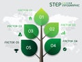 Green leafs shape elements with steps,options,processes or workflow.Business data visualization.Creative economy infographic