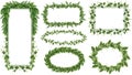 Green leafy frames isolated on white background Royalty Free Stock Photo