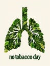 Green Leafy Lungs With the Words No Tobacco Day