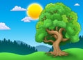 Green leafy tree in landscape