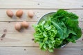 Green leafy vegetables with eggs Royalty Free Stock Photo