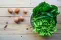Green leafy vegetables with eggs Royalty Free Stock Photo