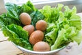 Green leafy vegetables with eggs Royalty Free Stock Photo