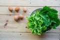 Green leafy vegetables with eggs Royalty Free Stock Photo