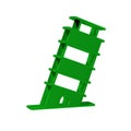 Green Leaning tower in Pisa icon isolated on transparent background. Italy symbol.