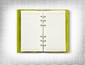 Green leather cover of diary isolate is on white background