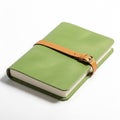 Green leather notebook with brown buckle isolated on white background Royalty Free Stock Photo