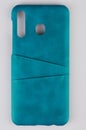 Green leather smartphone case Royalty Free Stock Photo