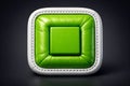 Green leather stop button icon on dark background image Royalty Free Stock Photo