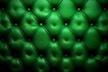 Green leather upholstery with buttons, wrinkled, texture background. Generative AI Royalty Free Stock Photo