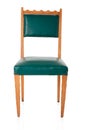 Green leather and wooden old chair Royalty Free Stock Photo