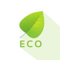 Green leave eco flat icon vector