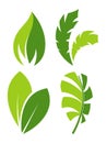 Green leaves as logo for eco company. Environment protection services and natural organic product promotional Royalty Free Stock Photo
