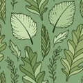 Green leaves background. Pattern of bright greeny leaves. Fabric design. Textile and wallpaper seamless pattern Royalty Free Stock Photo